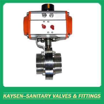 SMS Sanitary Aluminium Pneumatic Threaded Butterfly Valve